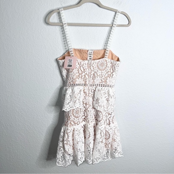 Showpo Dress Women Size 4 Small Lace Mini Ruffled White Fit & Flare CC - Picture 5 of 9